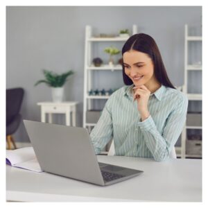 woman studying at laptop