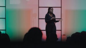 woman public speaking