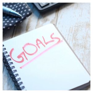 notebook with goals