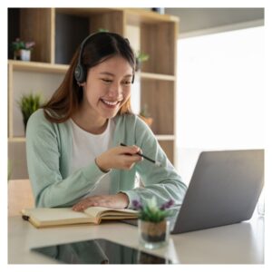 young woman at computer