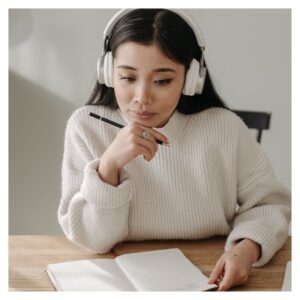 woman studying