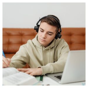 studying at desk