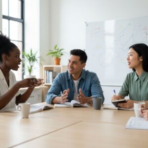 Group of people having discussion