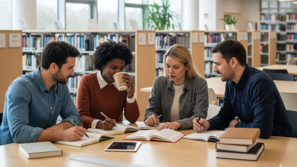 Group of people in the library