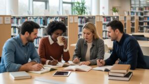 Group of people in the library