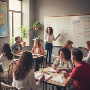 Adult students in classroom with instructor