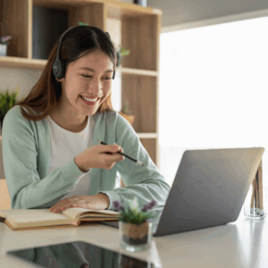 Student learning a new language