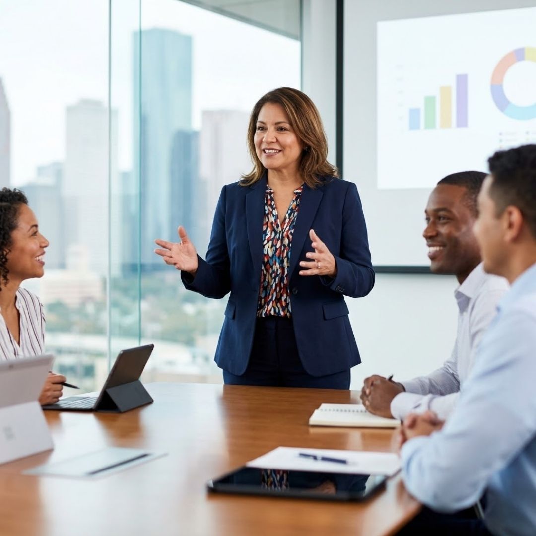 A professional meeting in a board room